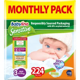 Πάνες Babylino Sensitive Monthly Pack No3 (4-9Kg) 224τεμ