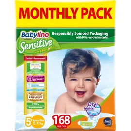 Πάνες Babylino Sensitive No5+ Junior Plus [12-17Kg] Monthly Pack 168 Τεμάχια [4x42 Πάνες] 8263Β