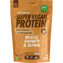 swari Βιολογικό Μίγμα Πρωτεϊνών & Υπερτροφών με Αλατισμένη Καραμέλα & Ασγουανγκάντα Super Vegan Protein with Salted Caramel & Ashwagandha Organic Vegan Gluten Free 350gr