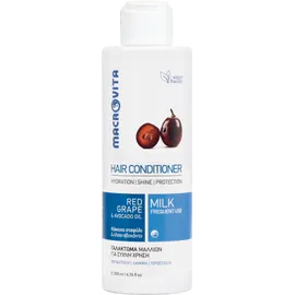 Macrovita Hair Conditioner for Hydration, Shine & Protection with Red Grape & Avocado Oil, Γαλάκτωμα Μαλλιών με Κόκκινο Σταφύλι και  Έλαιο Αβοκάντου 200ml