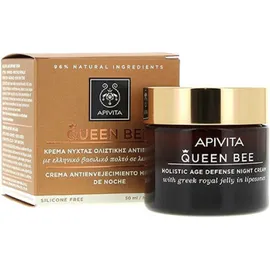 APIVITA - QUEEN BEE Κρέμα Νύχτας Ολιστικής Αντιγήρανσης με Ελληνικό Βασιλικό Πολτό σε Λιποσώματα - 50ml