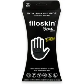 FILOSKIN - Black Nitrile Extra Strong Μαύρα Γάντια Νιτριλίου Χωρίς Πούδρα XLarge - 20τμχ