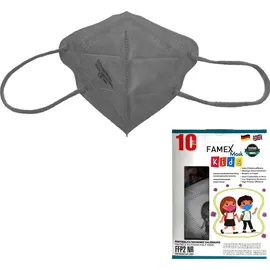 Famex Mask Kids Παιδικές Μάσκες Προστασίας FFP2 NR Γκρι 10 Τεμάχια σε Κουτί