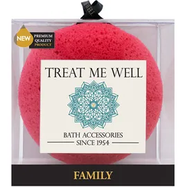 Treat me Well Family Bath & Shower Sponge Στρογγυλό Σφουγγάρι Κόκκινου Χρώματος 1 Τεμάχιο