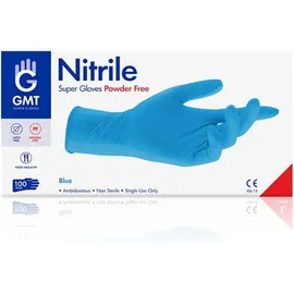 GMT Super Gloves Nitrile Powder Free - Γάντια Νιτριλίου Χωρίς Πούδρα Μπλε 100τμχ