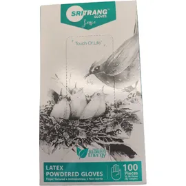 Sri Trang Sense Latex Examination Gloves - Εξεταστικά Λευκά Γάντια Λάτεξ με Πούδρα 100 Τεμάχια