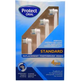 Ανταλλακτικά Ηλεκτρικής Οδοντόβουρτσας Protect Oral Standard Replacement Toothbrush Heads 4 Τεμάχια
