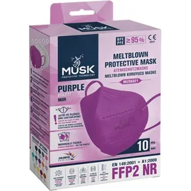 MUSK - Μάσκες Υψηλής Προστασίας FFP2  5-Layer CE 95% (Βιολετί) 10τμχ