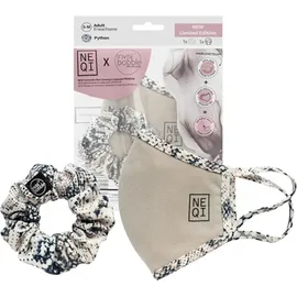 Neqi Promo Face Mask Python Υφασμάτινη Μάσκα Προσώπου Πολλαπλών Χρήσεων 1 τεμάχιο + Invisibobble Sprunchie Python Λαστιχάκι Μαλλιών 1 τεμάχιο