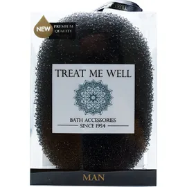 Treat me Well Bath & Shower Sponge Scrub MAN Ανδρικό Σφουγγάρι Απολέπισης Σώματος Μαύρο 1 Τεμάχιο