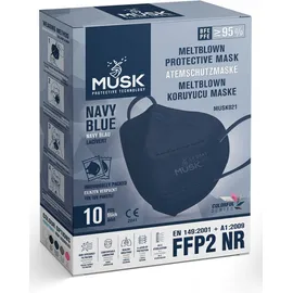 MUSK - Μάσκες Υψηλής Προστασίας FFP2  5-Layer CE 95% (Σκούρο Μπλε) 10τμχ