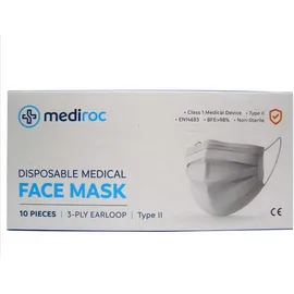 50 Τεμάχια Mediroc Disposable Medical Face Mask Type II 3-ply Earloop