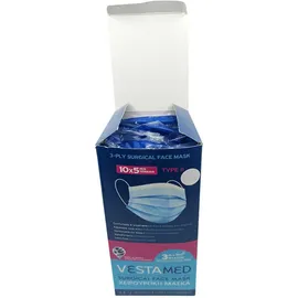Vestamed Surgical Face Mask Μάσκες Προσώπου 3 Στρώσεων Type II 3-ply Earloop Λευκές 10x5 Τεμάχια