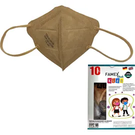 Famex Mask Kids Παιδικές Μάσκες Προστασίας FFP2 NR Μπεζ 10 Τεμάχια σε Κουτί