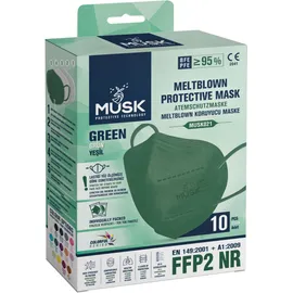 MUSK - Μάσκες Υψηλής Προστασίας FFP2  5-Layer CE 95% (Πράσινες) 10τμχ