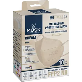 MUSK - Μάσκες Υψηλής Προστασίας FFP2  5-Layer CE 95% (Κρεμ) 10τμχ
