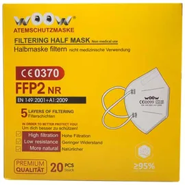 Μη Ιατρικές Μάσκες FFp2 5 Στρωμάτων Προστασίας Χωρίς Βαλβίδα WOOW ATEMSHUTZMASKE  20 Τεμάχια