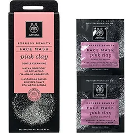 Apivita Express Beauty Face Mask Pink Clay 2 x 8ml Μάσκα για Απαλό Καθαρισμό με Ροζ Αργιλο