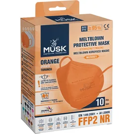 MUSK - Μάσκες Υψηλής Προστασίας FFP2  5-Layer CE 95% (Πορτοκαλί) 10τμχ
