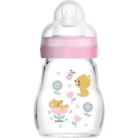 MAM Feel Good Γυάλινο Μπιμπερό Ροζ 0+ με θηλή Σιλικόνης (170 ml)