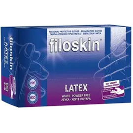 Filoskin Γάντια Latex Χωρίς Πούδρα Λευκά Medium 100 τεμ