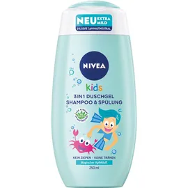 NIVEA Kids 3 in 1 Shower Gel, Shampoo &amp; Conditioner Παιδικό Σαμπουάν, Αφρόλουτρο και Conditioner με Άρωμα Μήλου 250ml