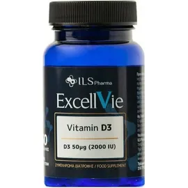 ILS PHARMA Excellvie Vitamin D3 2000iu (50μg) Συμπλήρωμα Διατροφής Βιταμίνης D3 για την Καλή Υγεία των Οστών, των Δοντιών &amp; των Μυών 30caps