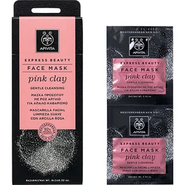 Apivita express beauty - Μάσκα για απαλό καθαρισμό με ροζ άργιλο για κανονικές/ ξηρές επιδερμίδες 2Χ8ml