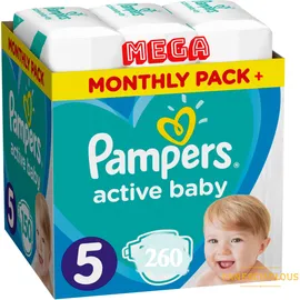 Πανες Pampers Active Baby Mega Monthly Pack+ Νο5 (11-16kg) 260τεμ