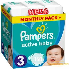 Πανες Pampers Active Baby Mega Monthly Pack+ Νο3 (6-10kg) 360τεμ