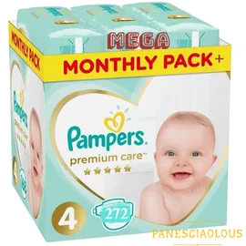 Pampers Premium Care Mega Monthly Pack+ Νο4 (9-14kg) 272τεμ