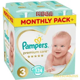 Pampers Premium Care Mega Monthly Pack+ Νο3 (6-10kg) 324τεμ