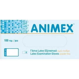 ANIMEX Εξεταστικά Γάντια Μιας Χρήσης Latex, Χωρίς Πούδρα Large Μέγεθος σε Λευκό Χρώμα 100τμχ