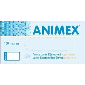 ANIMEX Εξεταστικά Γάντια Μιας Χρήσης Latex, Χωρίς Πούδρα Extra Large Μέγεθος σε Λευκό Χρώμα 100τμχ