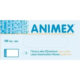 ANIMEX Εξεταστικά Γάντια Μιας Χρήσης Latex, Χωρίς Πούδρα Extra Small Μέγεθος σε Λευκό Χρώμα 100τμχ