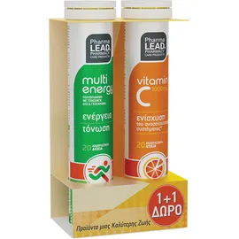 Pharmalead Promo (1+1 Δώρο) Me Multi Energy Πολυβιταμίνη 20 αναβράζουσες ταμπλετες + Δώρο Vitamin C 1000mg Βιταμίνη C 20 αναβράζουσες ταμπλέτες