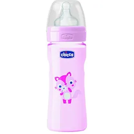 CHICCO WELL BEING Πλαστικό Μπιμπερό ΘΣ Γρήγορη Ροή 4m+ Ρόζ 330ml