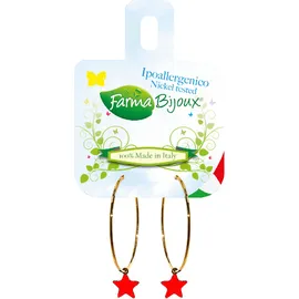 Farma Bijoux Υποαλλεγικά Σκουλαρίκια Χρυσοί Κρίκοι με Κόκκινο Αστέρι 25mm
