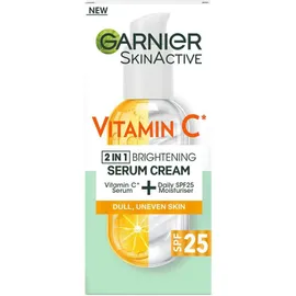 Garnier Skin Active Vitamin C 2 In 1 Brightening Serum Cream SPF25 Ορός Προσώπου Για Λάμψη 50ml