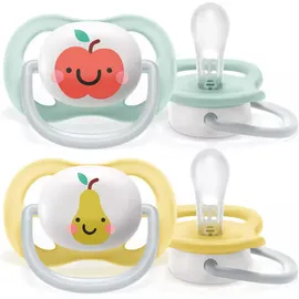 Avent Ultra Air Happy Πιπιλα 0-6m Λαχανι/κιτρινο (μηλο/αχλαδι)  (Scf080/17) 2 Τμχ