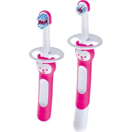Mam Learn to Brush Σετ Οδοντικής Φροντίδας 5m+Εκπαιδευτική & Βρεφική Οδοντόβουρτσα με Λαβή Αρκουδάκι Χρώμα:Ροζ 2 Τεμάχια [608]