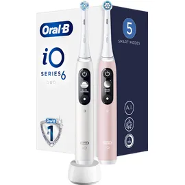 Oral-B IO Series 6 Duo Ηλεκτρική Οδοντόβουρτσα Προηγμένης Τεχνολογίας Magnetic White + Pink 2 τεμάχια