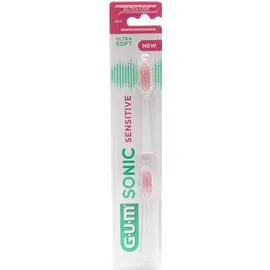 GUM 4111 ActiVital Sonic Sensitive Toothbrush Heads Ultra Soft Ανταλλακτικές Κεφαλές Λευκές 2τμχ