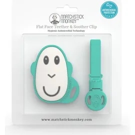 MATCHSTICK MONKEY Flat Green Monkey Teether & Soother Clip, Κρίκος Οδοντοφυΐας & Κλιπ Πιπίλας