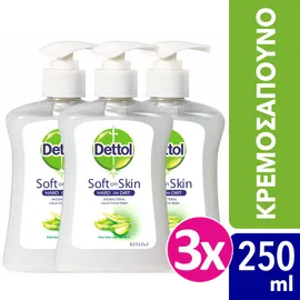 Dettol Αντιβακτηριδιακό Υγρό Κρεμοσάπουνο με Αντλία Αλόη (Ενυδατικό) 250ml x3