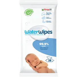 WaterWipes 100% Βιοδιασπώμενα Άοσμα Μωρομάντηλα 99,9% Νερό Ηλικίες 0+ 28 Μαντηλάκια