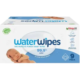 WaterWipes 100% Βιοδιασπώμενα Άοσμα Μωρομάντηλα 99,9% Νερό Ηλικίες 0+ 540 Μαντηλάκια