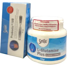 AM Health Smile PROMO L-Glutamine Plus Συμπλήρωμα Διατροφής με Γλουταμίνη σε Μορφή Σκόνης 250gr - ΔΩΡΟ Smile Probiotic 10B Συμπλήρωμα Διατροφής Προβιοτικών 3 Κουτιά x 10 ?