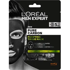 L'Oreal Paris Men Expert Pure Carbon Υφασμάτινη Μάσκα Καθαρισμού Με Άνθρακα 30gr