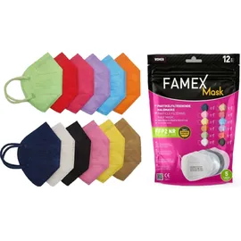 Famex FFP2 Προστατευτικές Μάσκες Μεγάλης Προστασίας Σε Διάφορα Χρώματα 12 τμχ